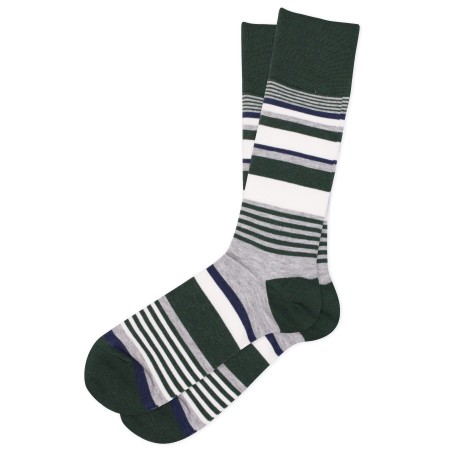 Gray, Navy, Green Striped Socks