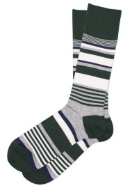 Gray, Navy, Green Striped Socks