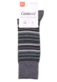 Gray and Dark Green Striped Dress Socks Packaging
