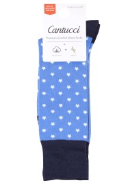 Star Design Dress Socks in French Blue