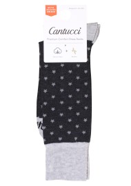 Charcoal with small gray star Tall socks Packaging