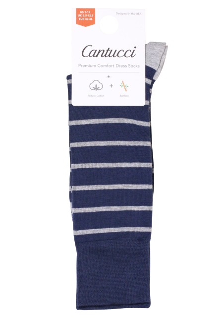 Navy and Gray Striped Dress Socks Packaging
