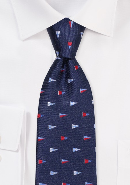 Navy Kids Tie with Sailing Burgees