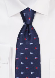 Navy Kids Tie with Sailing Burgees