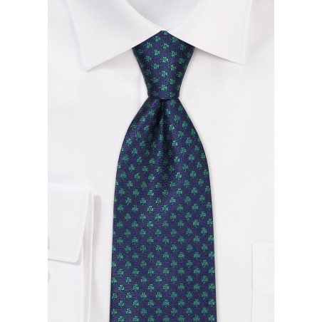 Blue Tie with Shamrock Pattern