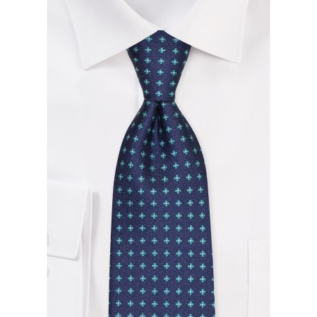 Blue Tie with Tiny Aqua Florals