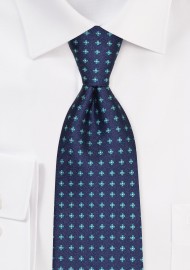 Blue Tie with Tiny Aqua Florals