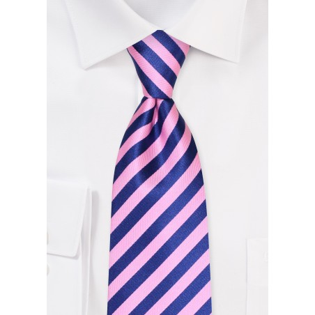 Summer Kids Tie in Pink and Navy Stripe