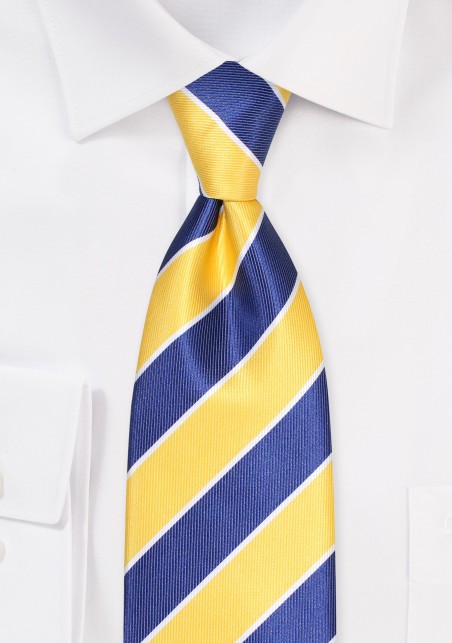 Navy and Yellow Gold Stripe XL Tie
