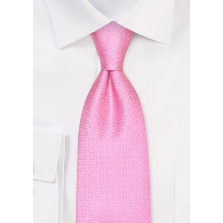 Pink Kids Tie with Monochromatic Woven Check Pattern
