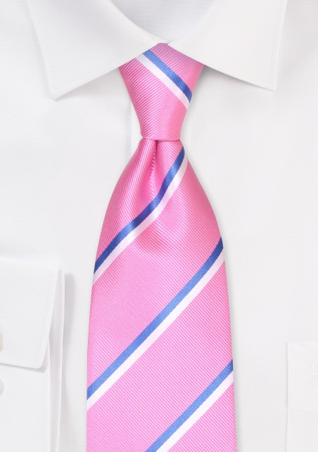 Pink and Blue Repp Tie in XXL