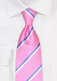 Pink Repp Stripe Tie for Kids