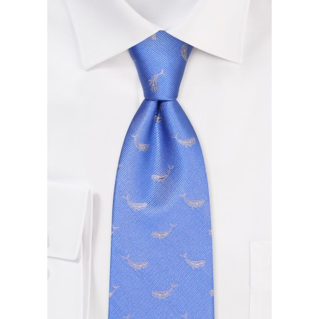 Light Blue Kids Tie with Whales