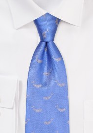 Light Blue Kids Tie with Whales