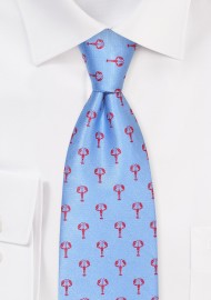 Light Blue Kids Tie with Lobsters