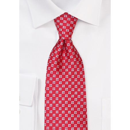 Modern Check Kids Tie in Cherry Red