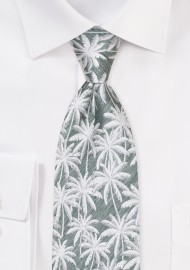 Moss Green Tie with Palm Trees