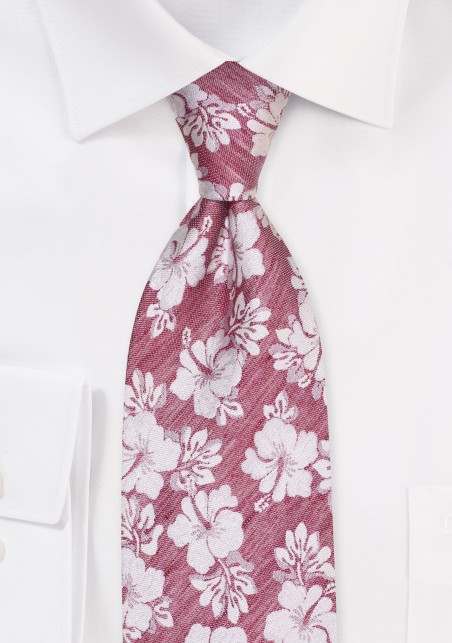 Linen Silk Floral TIe in XL Length