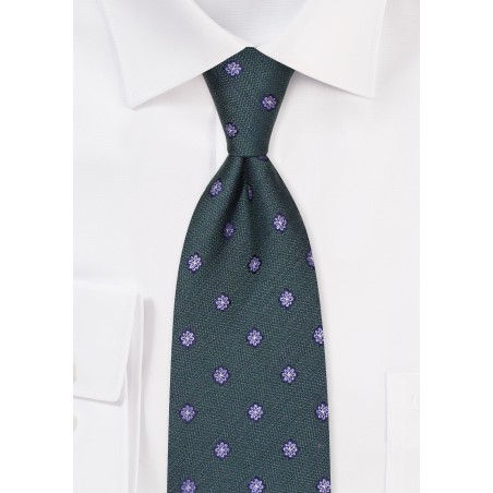 Dark Green and Blue Floral Tie in XL