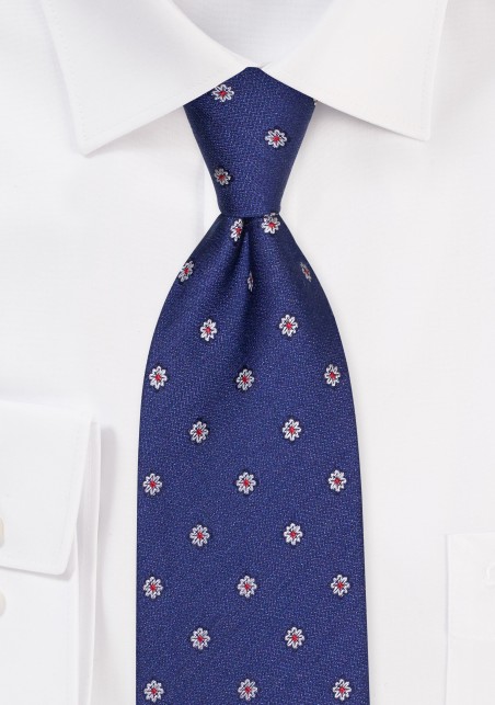 Blue Floral Tie for Big and Tall Men