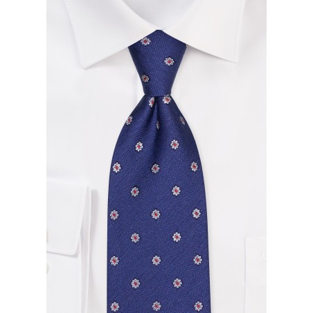 Blue Textured Floral Kids Tie