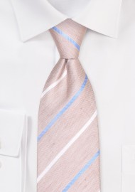 Wheat Tan Linen Silk Striped Tie