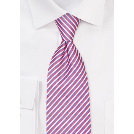 Thin Stripe XL Tie in Red, White, Blue