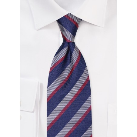 Navy, Gray, Wine Striped Kids Tie