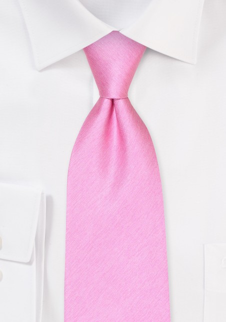 Solid Pink Kids Tie in Raw Silk Fabric