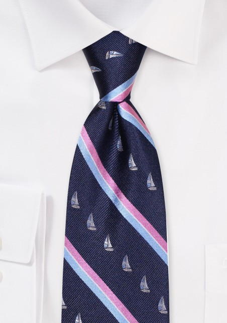 Striped Sailing Yacht Tie in XL
