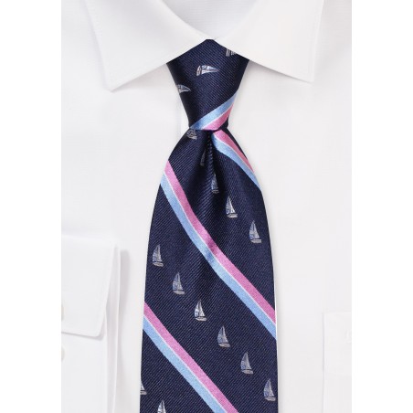 Striped Sailing Yacht Tie in XL