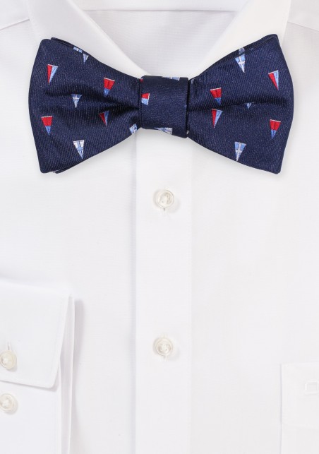 Navy Bow Tie with Sailing Burgees