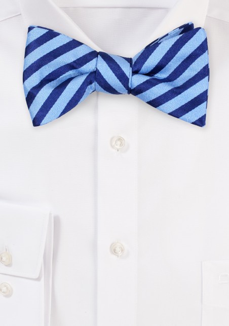 Blue Striped Bow Tie in Satin Finish