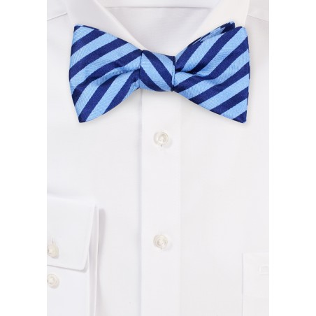 Blue Striped Bow Tie in Satin Finish