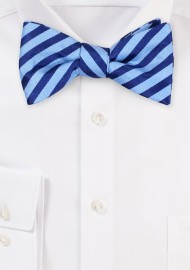 Blue Striped Bow Tie in Satin Finish