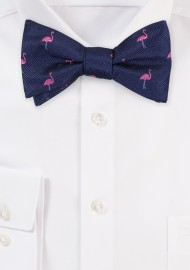 Navy Bowtie with Pink Flamingos