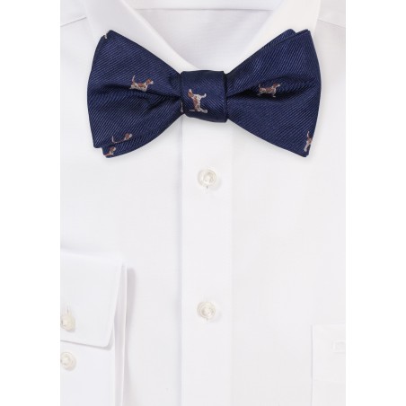 Navy Bow Tie with Tiny Dogs