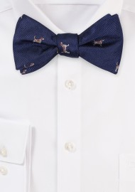Navy Bow Tie with Tiny Dogs