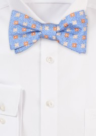 Pale Blue Bow Tie with Orange and Yellow Florals