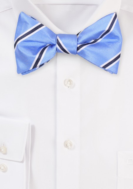 Striped Bow Tie in Light Blue, Tan, Black