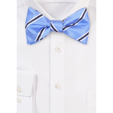 Striped Bow Tie in Light Blue, Tan, Black
