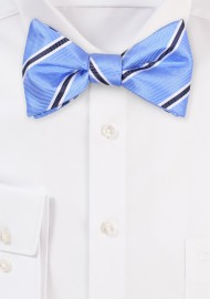 Striped Bow Tie in Light Blue, Tan, Black