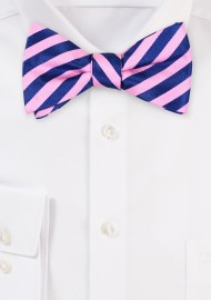 Satin Bowtie in Pink and Blue Stripe