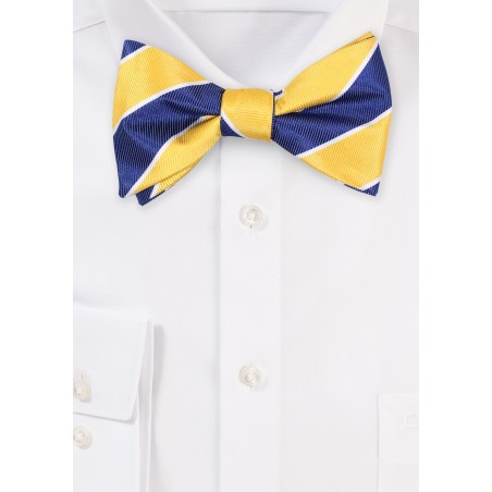 Navy and Golden Yellow Striped Bowtie