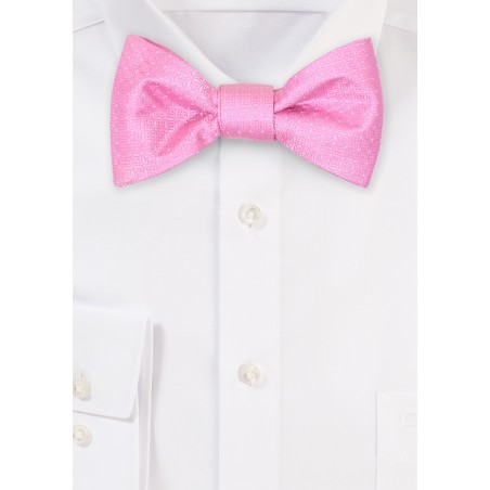 Pink Bow Tie with Solid Checkered Weave