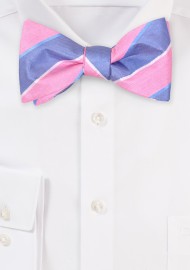 Summer Striped Bowtie in Pink and Blue