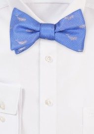 Blue Bow Tie with Embroidered Whales