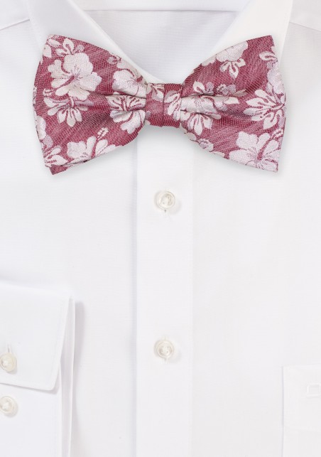 Hibiscus Flower Bow Tie in Linen Silk