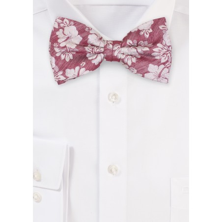 Hibiscus Flower Bow Tie in Linen Silk