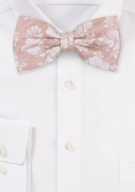 Wheat Color Bow Tie in Linen and Silk with Hibiscus Flowers